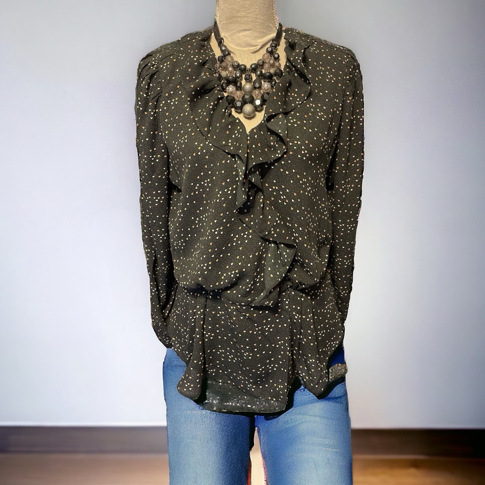 Cabi Eros Heart Print Blouse Medium